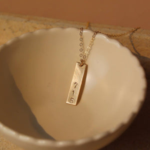 Open image in slideshow, “515” Area Code Necklace | Personalized Hand Stamped Charm 
