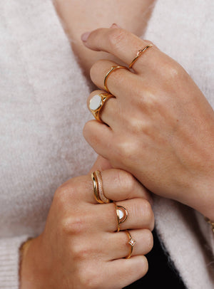 Gold Rings - Pave Wave - Champagne CZ
