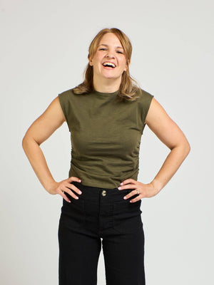 Ruched Top Olive