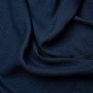 Linen Puff Sleeve Wrap Dress in Cobalt