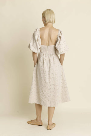 AD1847 - KNOTTED EMBROIDERED MIDI DRESS