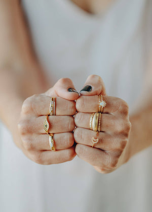 Gold Rings - Opal Burst CZ
