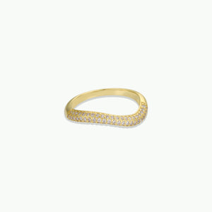 Gold Rings - Pave Wave - Champagne CZ