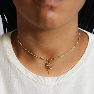 Gold Rose Charm Necklace - Jewelry
