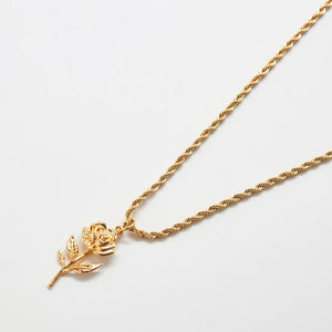 Open image in slideshow, Gold Rose Charm Necklace - Jewelry
