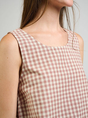 Neko Tank Brown Gingham