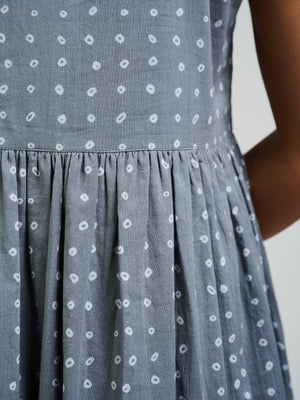 Olivia Dress Slate Blue Dots - Pre-order