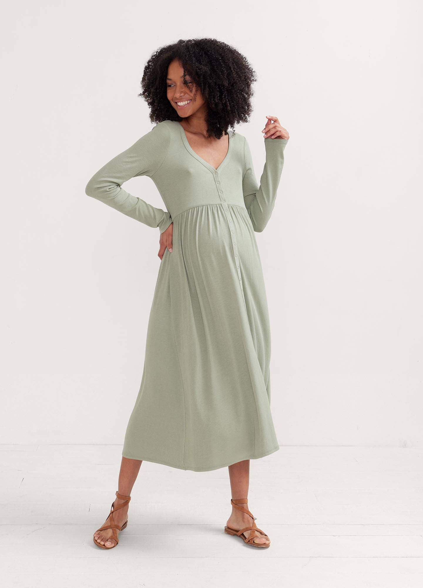 the softest rib nursing dress HATCH Collection The Softest Rib Side Seam Nursing Maxi Dress in Orchid