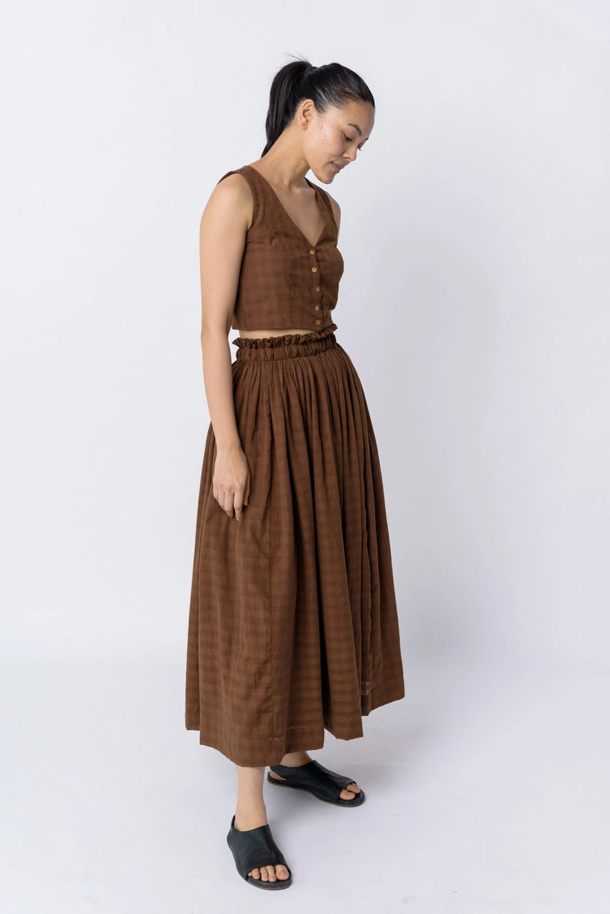 Antique Brown Pull On Skirt