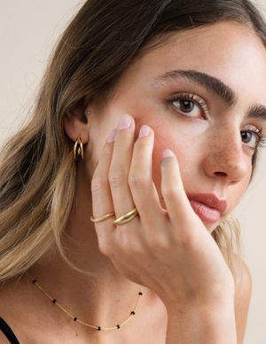 Gold Rings - Pave Wave - Champagne CZ