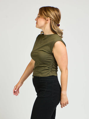 Ruched Top Olive